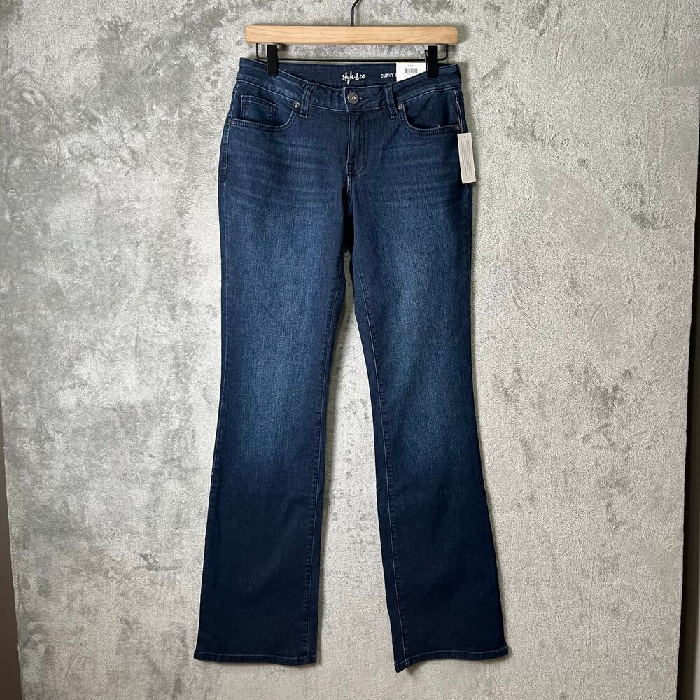 Style & Co Curvy Straight Leg Jeans Low Rise 4L New Blue Cowboy Rodeo